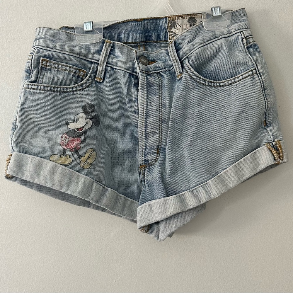 Disney Mickey Mouse denim shorts by SIWY cuffed bottom button closure size 25